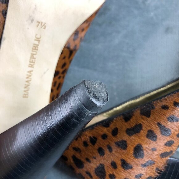 Banana Republic Faux Fur Cheetah Print Round Toe High Heel Pumps Sz 7.5 - Picture 7 of 10